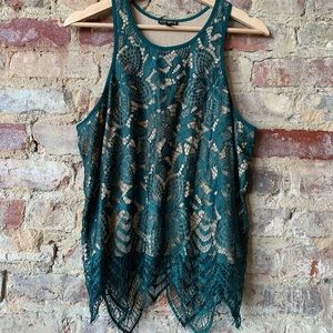 Emerald Green Lace Racerback Tank Top